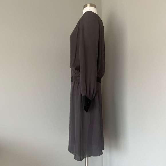 Gerard Darel 100% Silk Gray Career Wear to Work Casual Long Sleeves Midi Dress - Picture 6 of 12